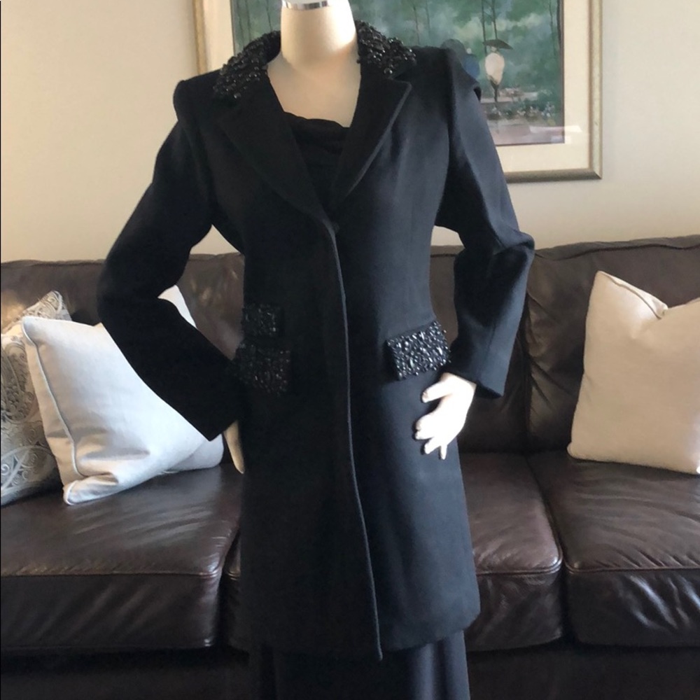 LORO PIANA- STYLE wool beaded coat. Size 42/8